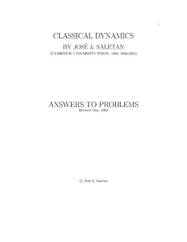 Classical Dynamics: Answers to problems