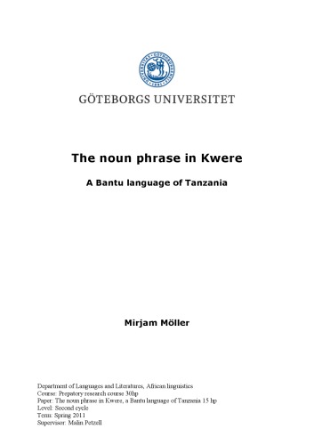 The noun phrase in Kwere, a Bantu language of Tanzania