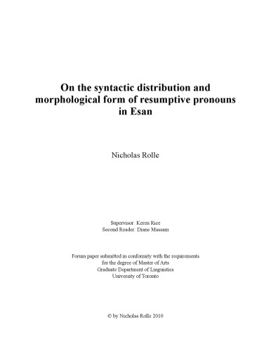 On the syntactic distribution and morphological form of resumptive pronouns in Esan