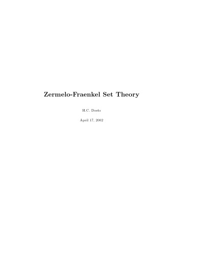 Zermelo Fraenkel Set Theory 001