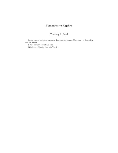 Commutative Algebra [draft]