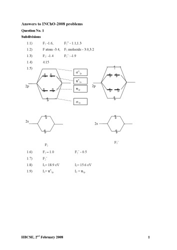 INChO 2008 Chemistry Solution from India Indian National Chemistry Olympiad