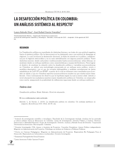 La desafección política en Colombia: Un análisis sistémico al respecto