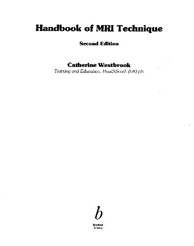 Blackwell Science Handbook Of Mri Technique