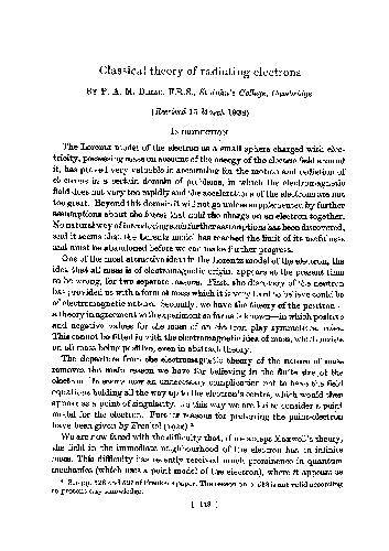 Classical Theory of Radiating Electrons