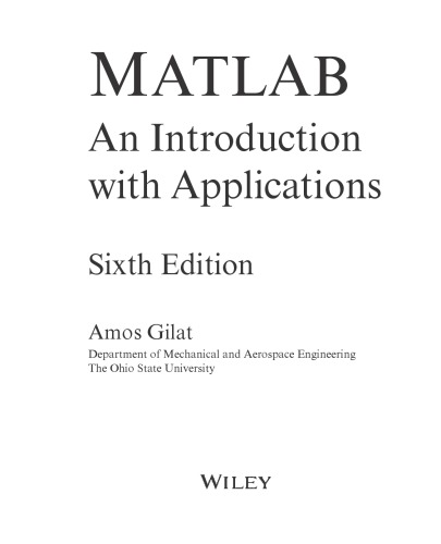 MatLab. An Introduction with Applications