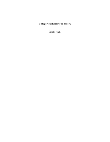 Categorical homotopy theory