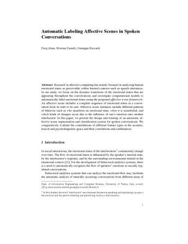 Automatic Labeling Affective Scenes in Spoken Conversations