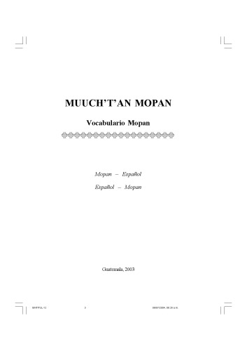 MUUCH’T’AN MOPAN Vocabulario maya Mopan