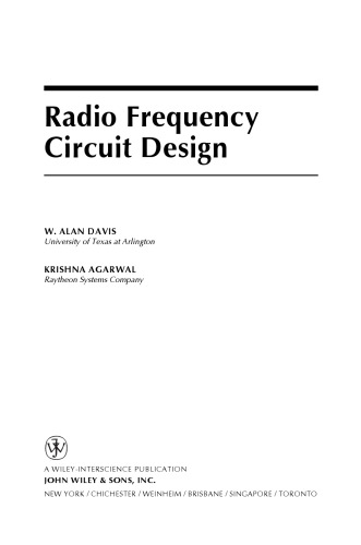 Radio Frequency Circuit Design