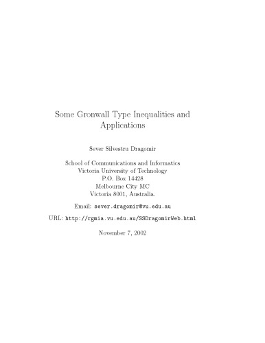 Some Gronwall Type Inequalities and Applications