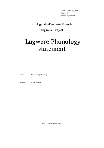 Lugwere Phonology statement