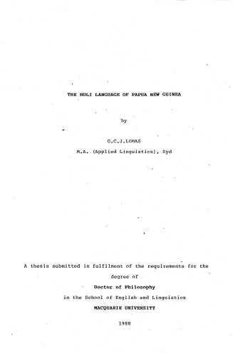 The Huli language of Papua New Guinea