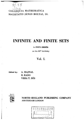 Infinite and Finite Sets: To Paul Erdös on his 60th birthday