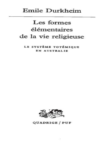 Les Formes élémentaires de la vie religieuse