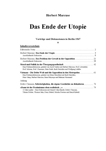 Das Ende der Utopie. Vorträge und Diskussionen in Berlin 1967