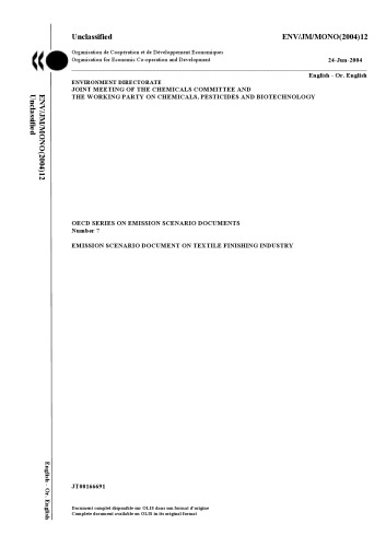 Emission scenario document on textile finishing industry.