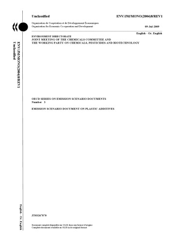 Emission scenario document on plastics additives.