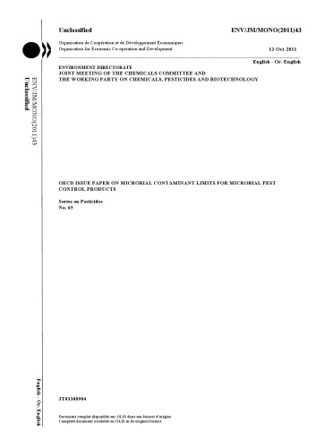 OECD issue paper on microbial contaminant limits for microbial pest control products.