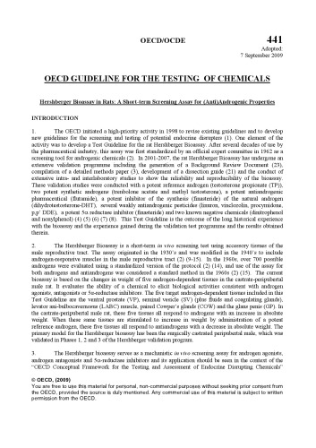 Test No. 441: Hershberger Bioassay in Rats : A Short-term Screening Assay for (Anti)Androgenic Properties