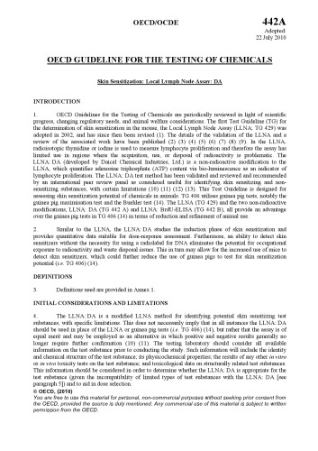 Test No. 442A: Skin Sensitization : Local Lymph Node Assay: DA