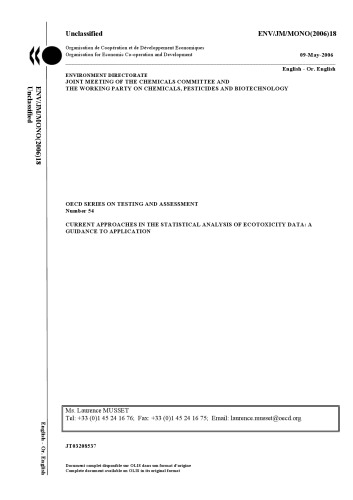 Current approaches in the statistical analysis of ecotoxicity data : a guidance to application