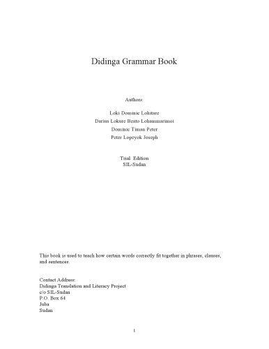 Didinga Grammar Book