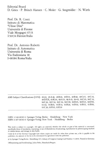 5th Conference on Optimization Techniques Part I