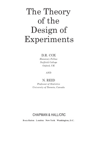 The Theory of the Design of Experiments