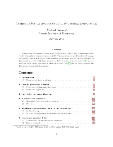 Notes on geodesics in first-passage percolation