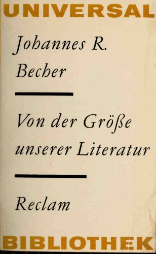 Von der Größe unserer Literatur. Reden und Aufsätze