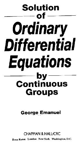 Solution of ordinary differential equations by Continuous Groups