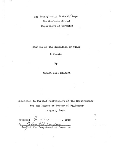 STUDIES ON THE HYDRATION OF CLAYS