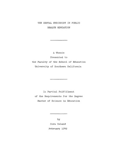 The dental hygienist in public health education