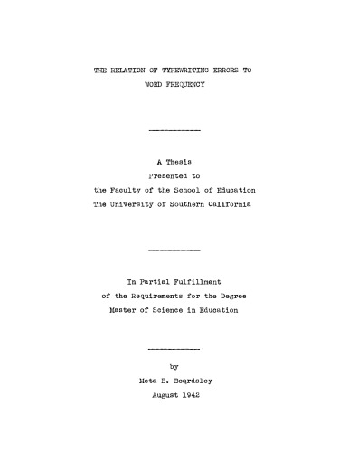 The relation of typewriting errors to word frequency