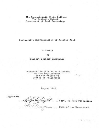 THE DESTRUCTIVE HYDROGENATION OF ABIETIC ACID