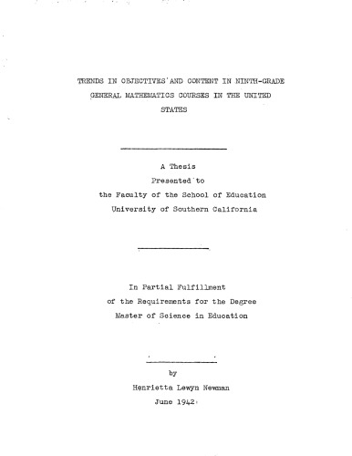 Trends in ovjectives and content in ninth-grade general mathematics courses in the United States