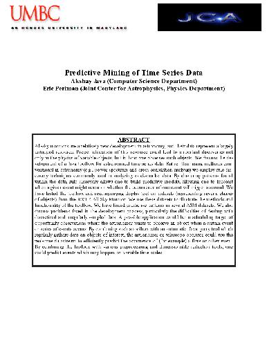 Predictive Mining of Time Series DatPredictive Mining of Time Series Data