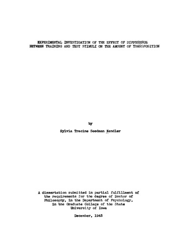 Experimental investigation of the effect of difference between training and test stimuli on the amount of transposition