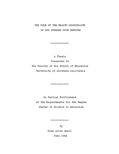 The role of the health coordinator in Los Angeles high schools