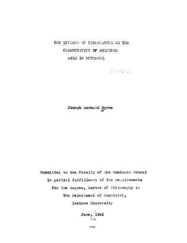 The effects of temperature on the conductivity of sulfuric acid in methanol