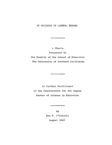 An analysis of algebra errorsAn analysis of algebra errors