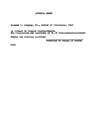 An attempt to prepare succinaldehyde. The preparation and reactions of a,a-dicyanosuccinaldehyde