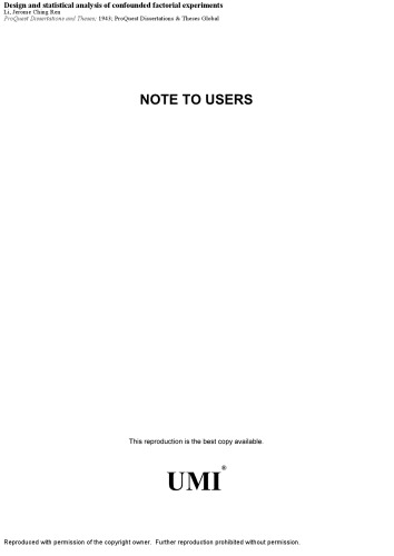 Design and statistical analysis of confounded factorial experiments