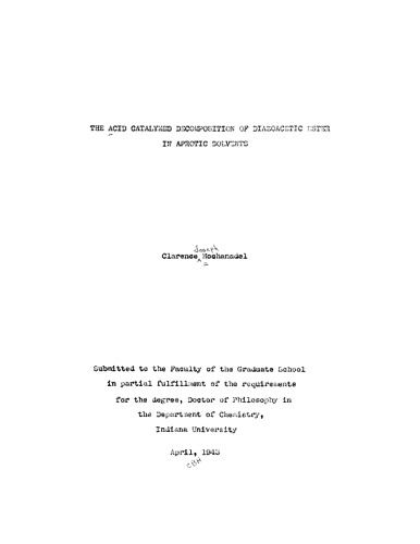 The acid catalyzed decomposition of diazoacetic-ester in aprotic solvents