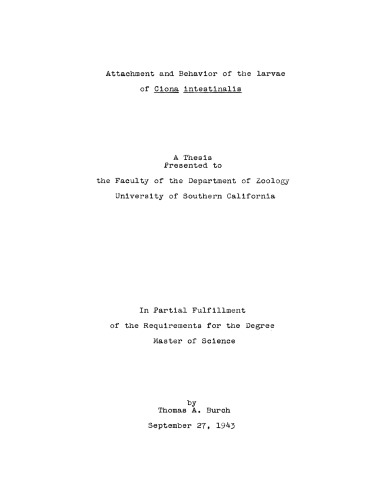 Attachment and behavior of the larvae of Ciona intestinalis