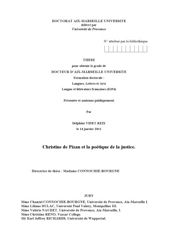 Christine de Pizan et la poétique de la justice