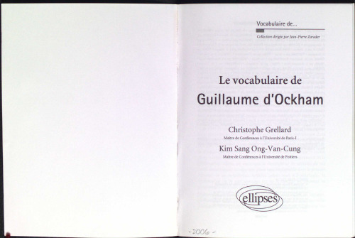 Le vocabulaire de Guillaume d’Ockham