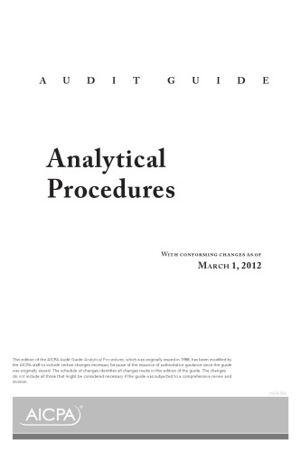 Analytical procedures : with conforming changes as of March 1, 2012