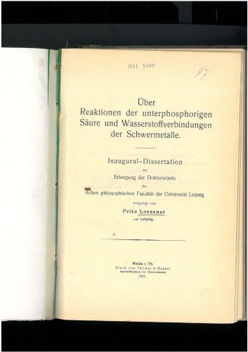 Über reaktionen der unterphosphorigen säure und wasserstoffverbindungen der schwermetalle